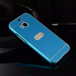 Луксозен алуминиев бъмпър с твърд гръб за HTC ONE M8 / HTC ONE 2 светло син